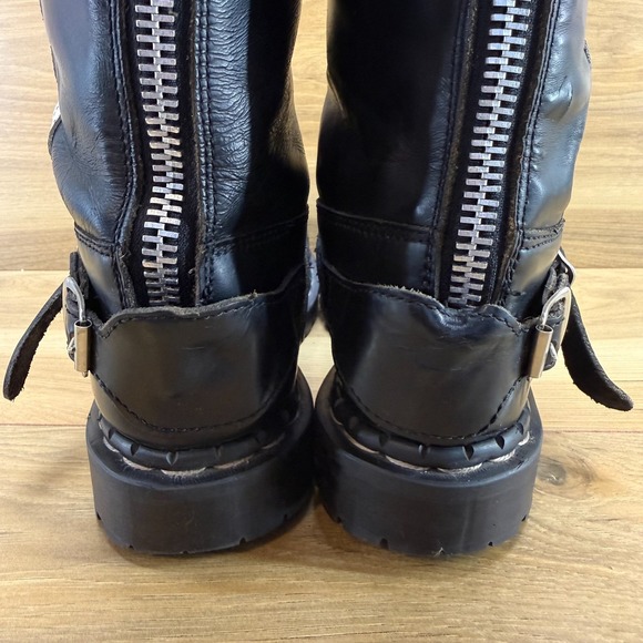GRIPFAST Cap Hard Toe Tall Back Zip Boots UK 8 US 9 White Stripes Buckles Grunge main image 10